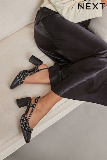 Monochrome Forever Comfort® Square Toe Slingback Block Heel Shoes (U66480) | £34