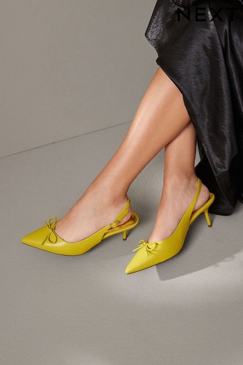 Lime Green Forever Comfort Bow Slingback Heels (U66535) | £34