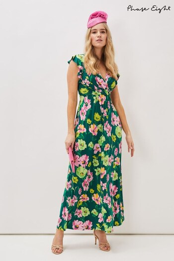 Phase Eight Green Effie Floral Jersey Maxi Dress (U66579) | £110