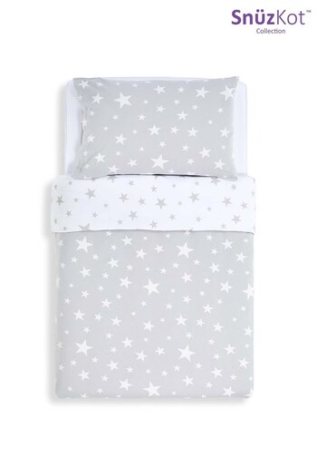 Snuz Grey Kids Cot Star Duvet Cover and Pillowcase Set (U66643) | £30