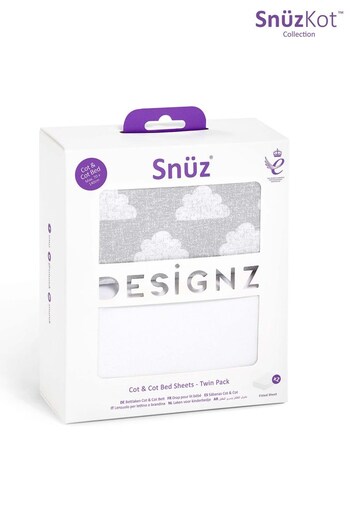Snuz 2 Pack Grey Kids Cot & Cot Bed Fitted Sheets (U66644) | £25