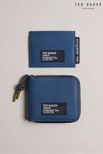 Ted Baker Blue Bentch Rubberised Wallet And Cardholder Giftset (U66685) | £50