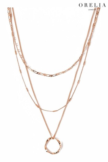 Orelia London Open Circle Chain 3 Row Necklace (U67014) | £32