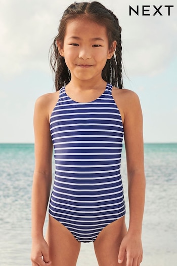 Navy Blue/White Stripe Swimsuit (3-16yrs) (U67066) | £12 - £17