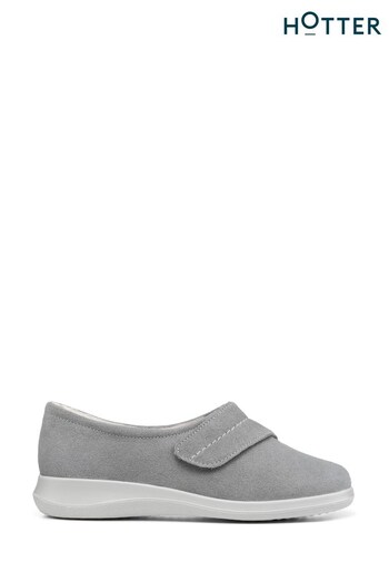 Hotter Wrap Touch-Fastening Faux Fur Lined Grey Slippers (U67361) | £69
