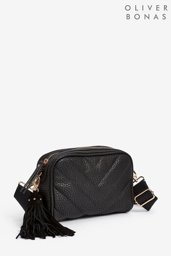 Oliver Bonas Mindy Puff With Whipstitch Cross-Body Black Bag (U67518) | £52