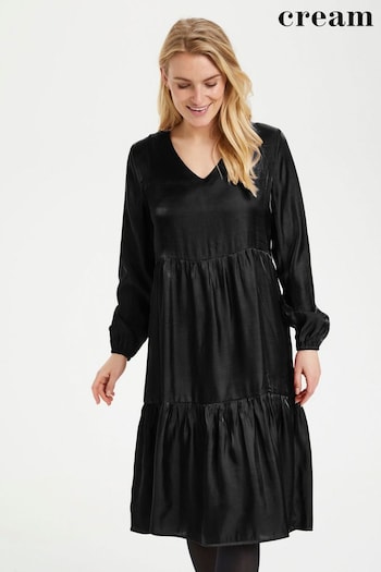 Cream Sally Long Sleeve Black Dress (U67551) | £65