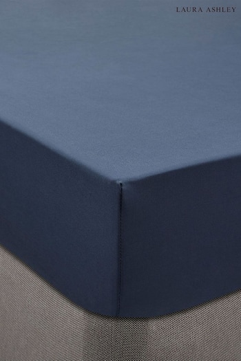 Laura Ashley Midnight Blue 400 Thread Count Cotton Fitted Sheet (U67722) | £30 - £45