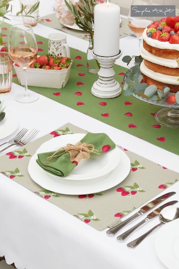 Sophie Allport Green Fabric Bunches Strawberries Placemat (U67833) | £11