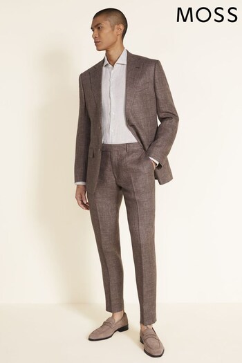 MOSS Brown Tailored Fit Linen Suit: Jacket (U67883) | £189