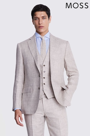 MOSS Tailored Fit Oatmeal Linen Suit: Jacket (U67888) | £179