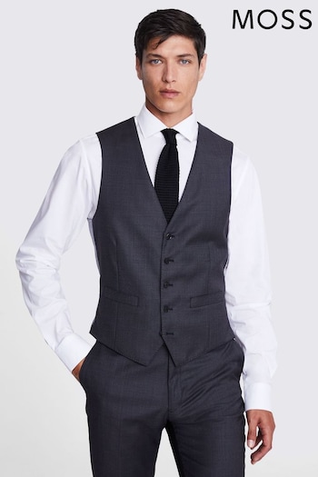 MOSS x Cerutti Tailored Fit Charcoal Grey Texture Suit Waistcoat (U67928) | £130