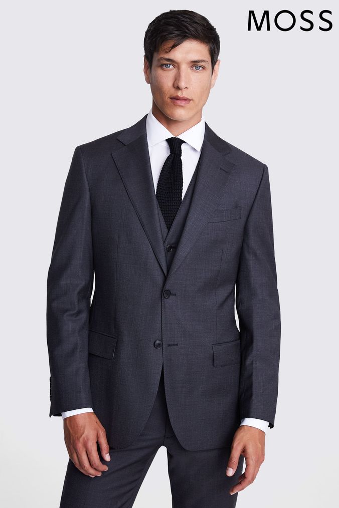 MOSS x Cerutti Tailored Fit Charcoal Grey Texture Suit (U67929) | £259