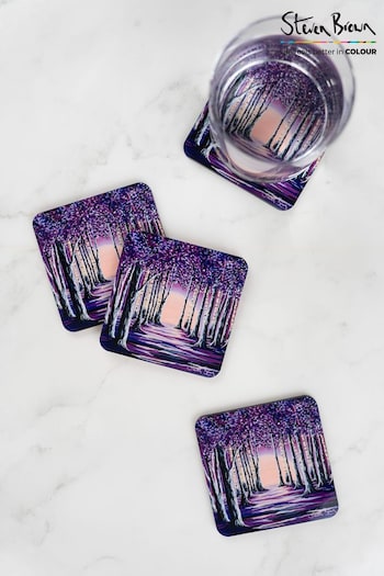 Steven Brown Art Set of 4 Purple Forest Coasters (U68033) | £20