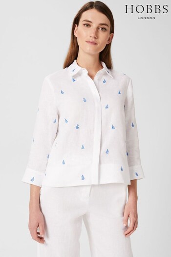 Hobbs Nita White Embroidered Shirt (U68077) | £85
