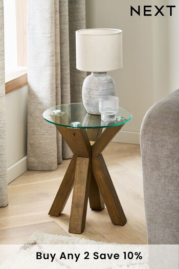 Dark Oak and Glass Side Table (U68156) | £125