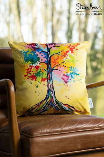 Steven Brown Art Yellow Tree of Life 45cm Cushion (U68203) | £35