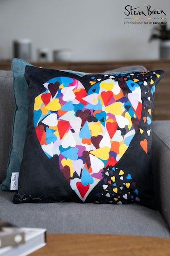 Steven Brown Art Black Heart of Hearts 45cm Cushion (U68424) | £35