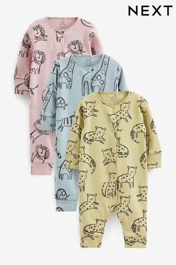 Multi Pastel Baby Footed Sleepsuits 3 Pack (0mths-3yrs) (U68433) | £17 - £19