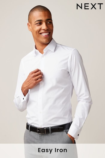 White Slim Fit Easy Care Double Cuff Shirt (U68616) | £18