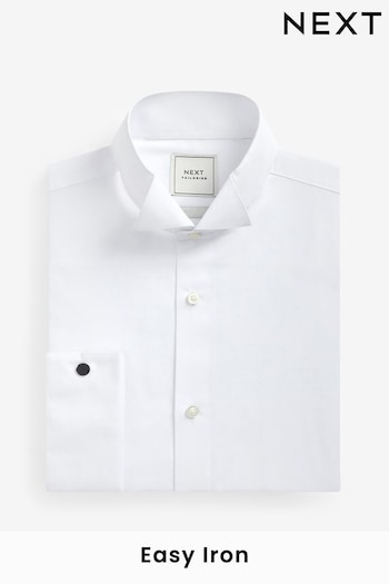 White Regular Fit Easy Care Double Cuff Wing Collar Shirt (U68623) | £18