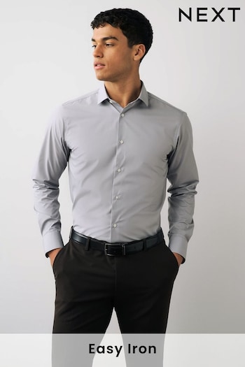 Grey Slim Fit Easy Care Single Cuff Shirt (U68624) | £20