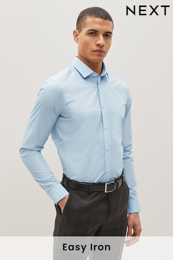 Light Blue Skinny Fit Easy Care Single Cuff Shirt (U68626) | £20