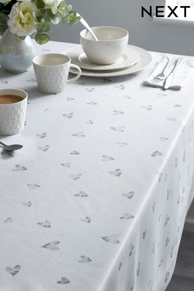Grey Hearts Wipe Clean Tablecloth Wipe Clean Table Cloth (U68754) | £24 - £28