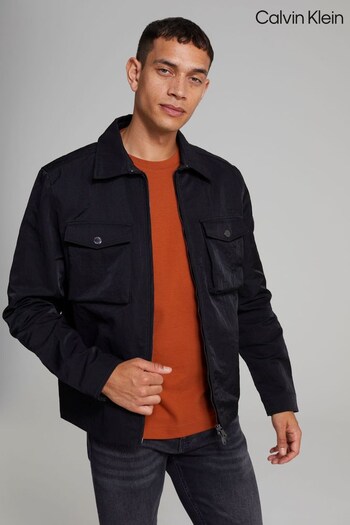 Calvin Klein Black Heavy Crinkle Nylon Shirt Jacket (U68885) | £200