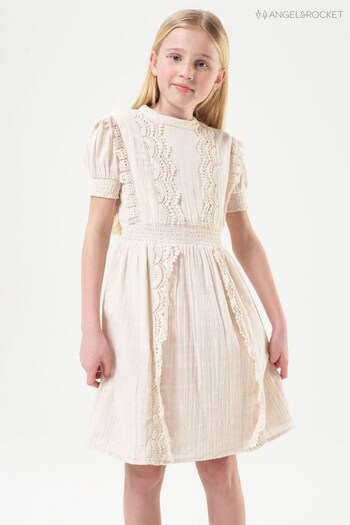 Angel & Rocket Cream Lace Trim Dress (U69131) | £34 - £38