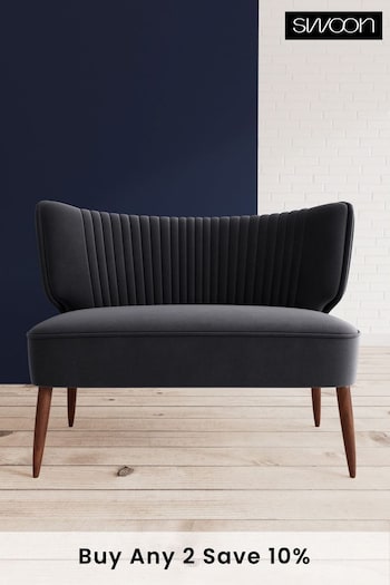 Swoon Easy Velvet Black Duke Two Seater Sofa (U69439) | £819