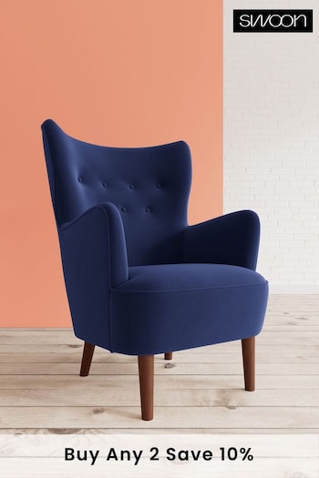 Swoon Easy Velvet Ink Blue Ludwig Chair (U69450) | £879
