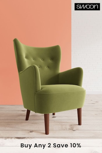 Swoon Easy Velvet Fern Green Ludwig Chair (U69451) | £879