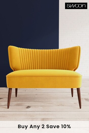 Swoon Easy Velvet Turmeric Yellow Duke Two Seater Sofa (U69477) | £819