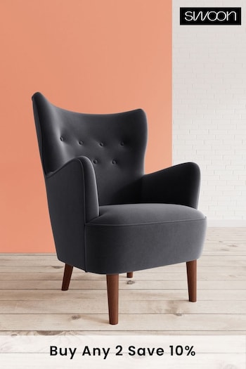 Swoon Easy Velvet Black Ludwig Chair (U69488) | £879
