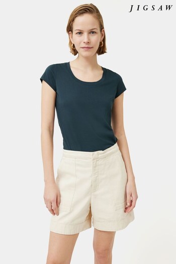 Jigsaw Green Supima Cotton Short Sleeve T-Shirt (U69524) | £28