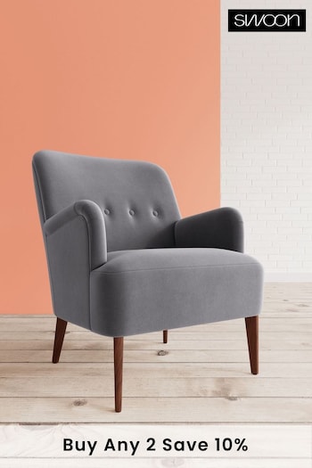 Swoon Easy Velvet Granite Grey London Chair (U69573) | £679
