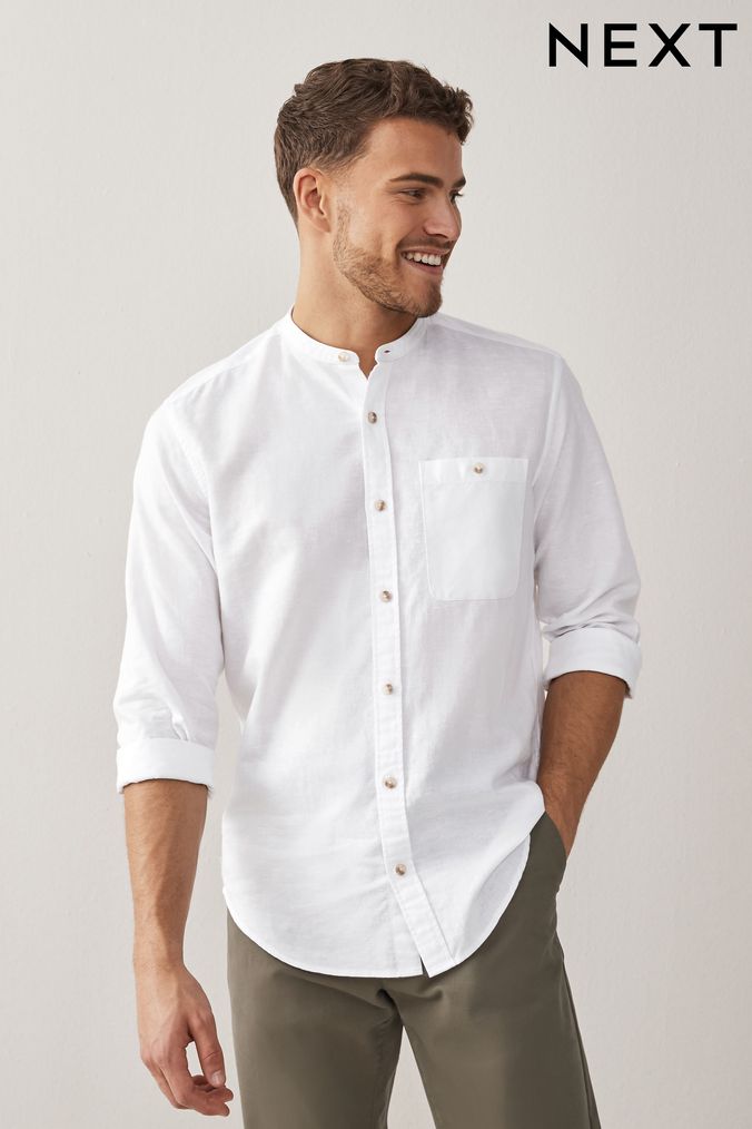 White linen shirt mens uk sale