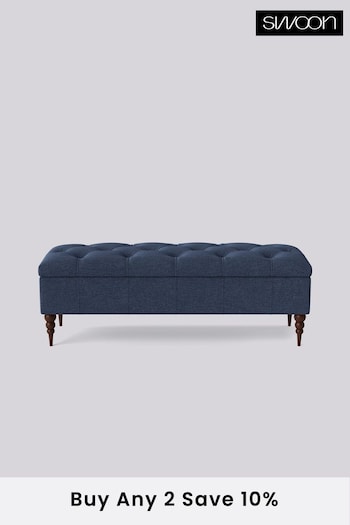 Swoon Houseweave Navy Blue Plymouth Ottoman (U69990) | £460