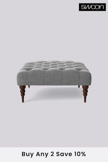 Swoon Smart Wool Pepper Grey Plymouth Square Ottoman (U69991) | £280