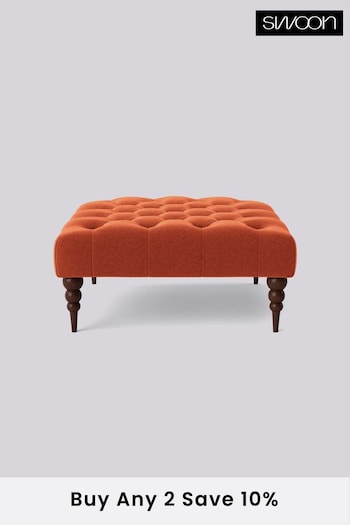 Swoon Soft Wool Burnt Orange Plymouth Square Ottoman (U69998) | £300