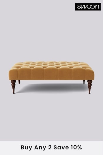 Swoon Easy Velvet Natural Biscuit Plymouth Rectangle Ottoman (U70013) | £400