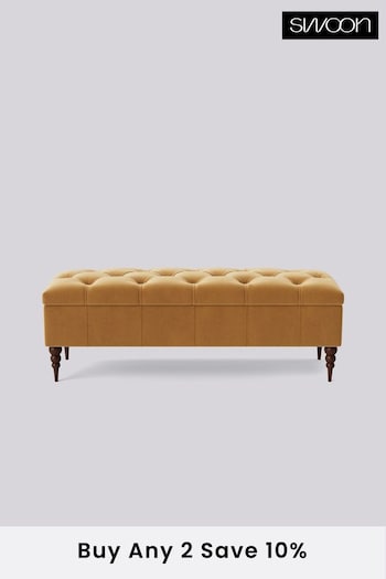 Swoon Easy Velvet Natural Biscuit Plymouth Ottoman (U70019) | £500