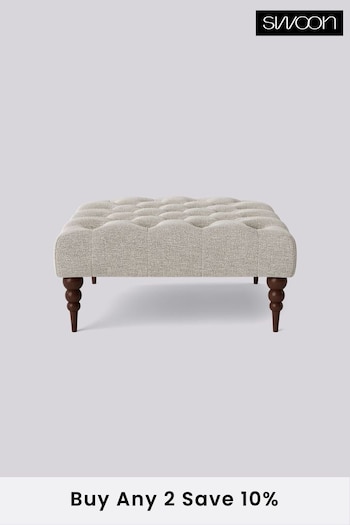 Swoon Houseweave Natural Chalk Plymouth Square Ottoman (U70049) | £260