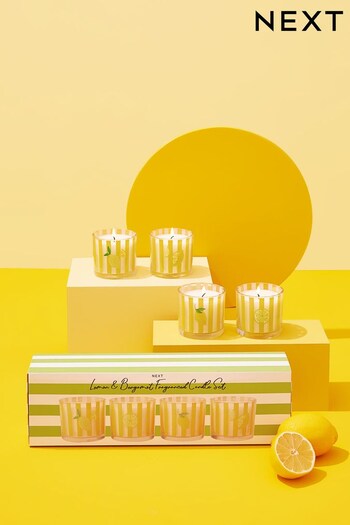 Set of 4 Yellow Lemon & Bergamot Votive Candles (U70435) | £14