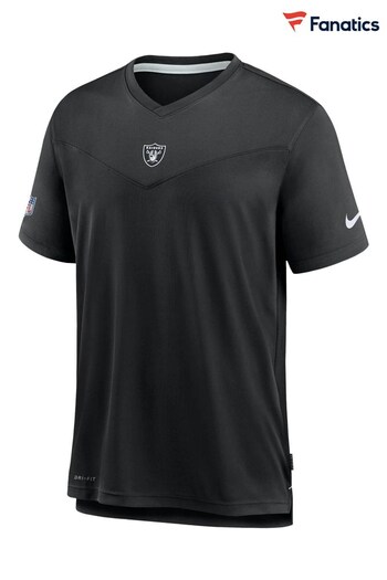 Nike Black NFL Fanatics Las Vegas Raiders Top Coach UV Short Sleeves T-Shirt (U70480) | £35