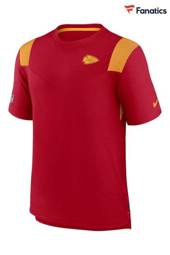 Nike Red NFL Fanatics Kansas City Chiefs Sideline Dri-FIT Player Short Sleeves Top (U70492) | £45