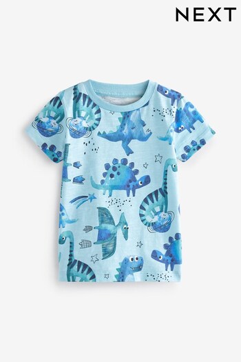 Blue Watercolour Dinosaur Short Sleeve All Over Print T-Shirt (3mths-7yrs) (U70581) | £6.50 - £8.50