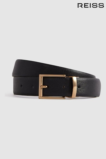Reiss Black Ricky Reversible Leather Belt (U70735) | £68