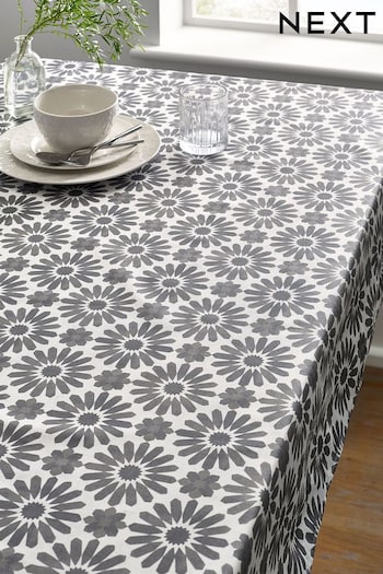 Charcoal Grey Geo Tile Wipe Clean Table Cloth (U70834) | £24 - £34